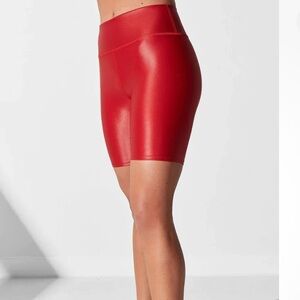 Noli Yoga Cherry Red Liquid Biker Shorts